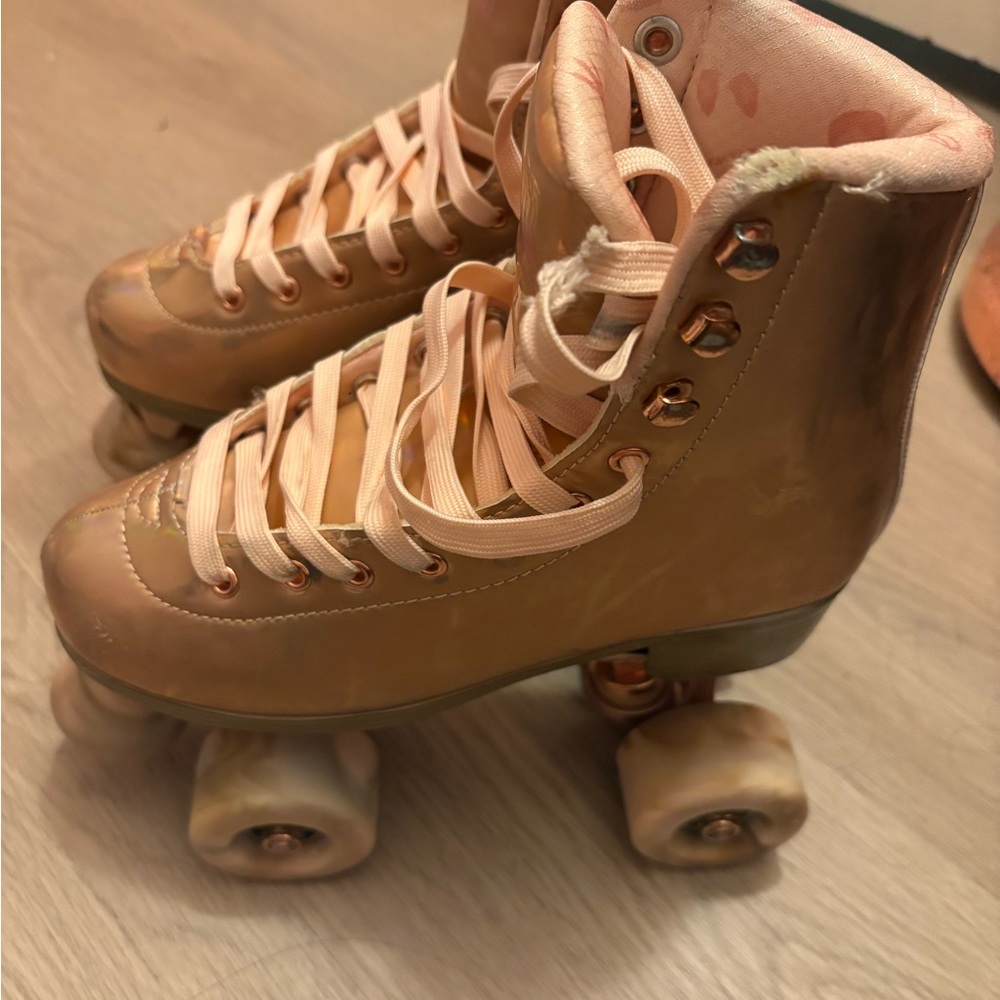 Impala Rose Gold Roller Skates with Pink Laces